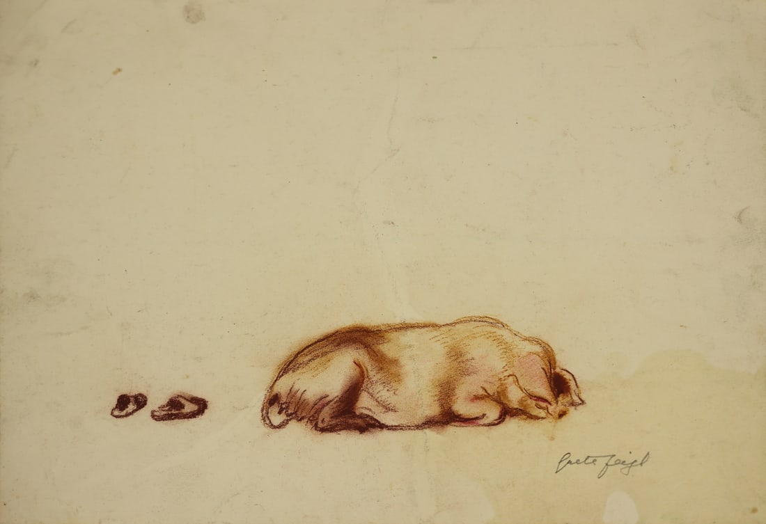 Margarete Johanna Feigl-Zellner* (Gmunden 1900 - 1994 unknown): Margarete Johanna Feigl-Zellner* (Gmunden 1900 - 1994 unknown)Sleeping pigpastel/paper 41 x 27,6 cmsigned Grete FeiglSCHÄTZPREIS / ESTIMATE € 20 - 40STARTPREI