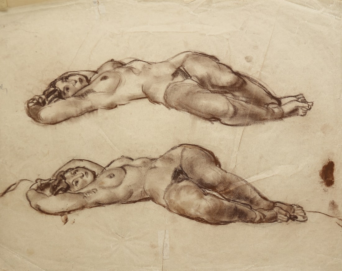 Felix Albrecht Harta* (Budapest 1884 - 1967 Salzburg): Felix Albrecht Harta* (Budapest 1884 - 1967 Salzburg)Double nudecrayon/paper 48,5 x 60 cmSCHÄTZPREIS / ESTIMATE °€ 200 - 400STARTPREIS / STARTING PRICE °€ 200