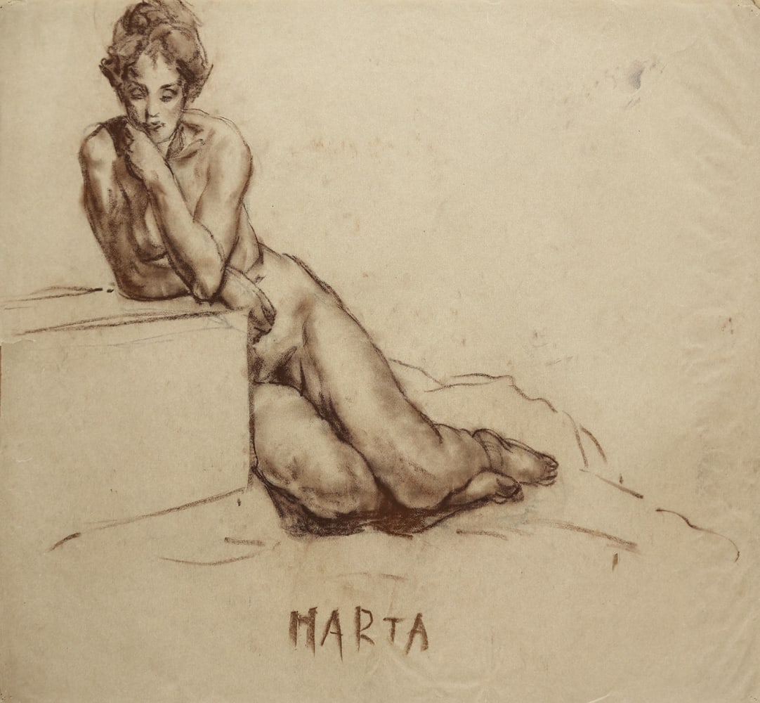 Felix Albrecht Harta* (Budapest 1884 - 1967 Salzburg): Felix Albrecht Harta* (Budapest 1884 - 1967 Salzburg)Ponderingcrayon/paper 44,3 x 60 cmsigned HartaSCHÄTZPREIS / ESTIMATE °€ 150 - 300STARTPREIS / STARTING PR
