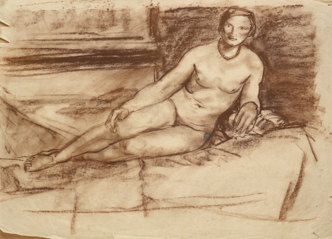 Felix Albrecht Harta* (Budapest 1884 - 1967 Salzburg): Felix Albrecht Harta* (Budapest 1884 - 1967 Salzburg)Lying nudecrayon/paper 48,7 x 60 cmSCHÄTZPREIS / ESTIMATE °€ 150 - 300STARTPREIS / STARTING PRICE °€ 150<