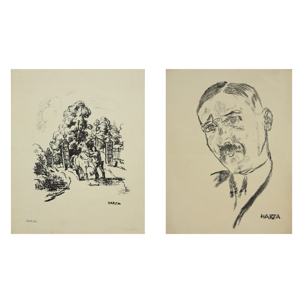 Felix Albrecht Harta* (Budapest 1884 - 1967 Salzburg): Felix Albrecht Harta* (Budapest 1884 - 1967 Salzburg)Bundle of 2 lithographs1| Stefan Zweiglithograph/paper 46,7 x 33,7 cmsigned in the plate Harta2| In the parklithograph/pape