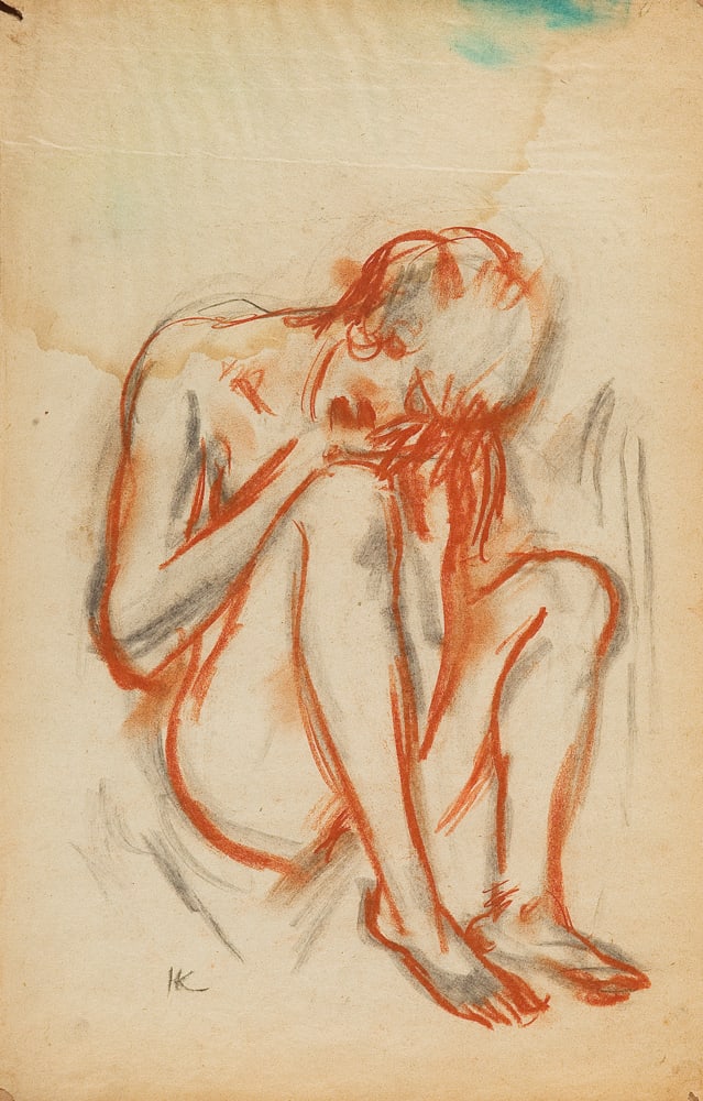 Karl Hauk* (Klosterneuburg 1898 - 1974 Vienna): Karl Hauk* (Klosterneuburg 1898 - 1974 Vienna)Resting, around 1923red chalk and pencil/paper 47,9 x 31,1 cmmonogrammed HKSCHÄTZPREIS / ESTIMATE °€ 500 - 800ST