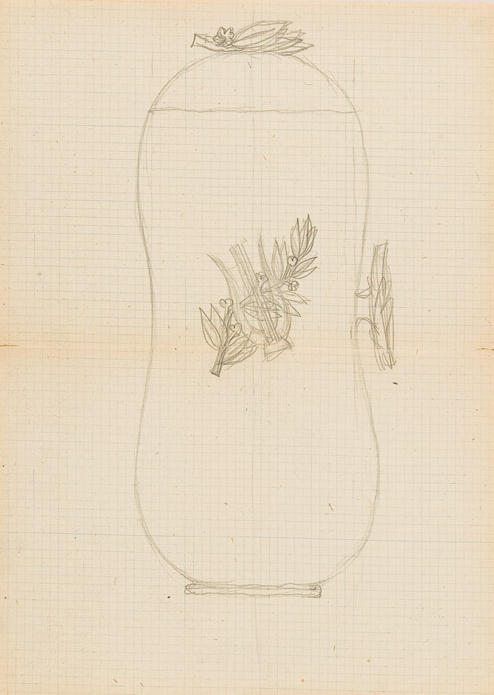 Josef Hoffmann* (Brtnice 1870 - 1956 Vienna): Josef Hoffmann* (Brtnice 1870 - 1956 Vienna)Design for a lidded gobletpencil/paper 42 x 29,5 cmverso inscribed Grosse ZeichnungSCHÄTZPREIS / ESTIMATE °€ 200 - 400<