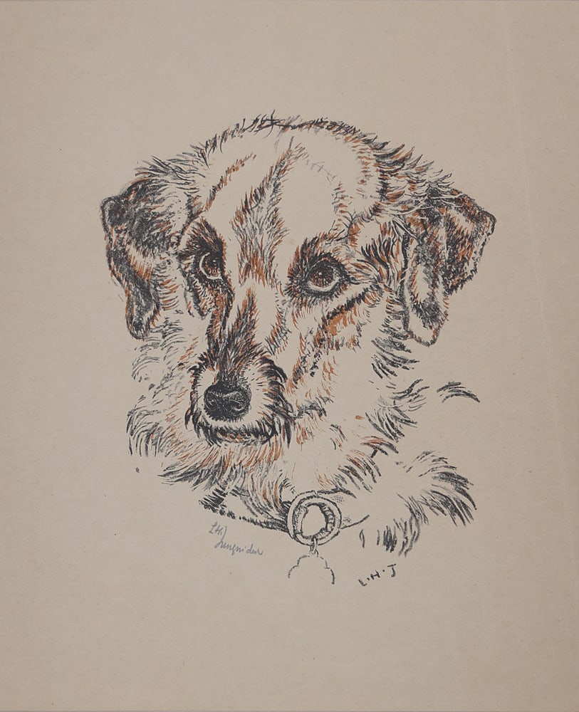 Ludwig Heinrich Jungnickel* (Wunsiedel 1881 - 1965 Vienna): Ludwig Heinrich Jungnickel* (Wunsiedel 1881 - 1965 Vienna)War dog Prince, 1918Lithograph/paper 56 x 44,5 cmsigned LH Jungnickel, dated 1918inscribed Kriegshund Prinz, numbered 30/35monogramme