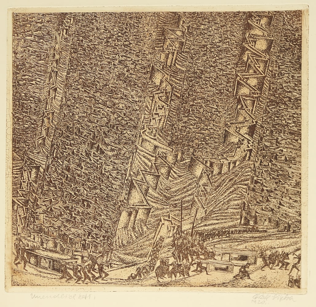 Charles Lipka* (Innsbruck 1901-1976 Vienna): Charles Lipka* (Innsbruck 1901-1976 Vienna)Endlessness, 1920etching/paper 27,7 x 27,7 cmsigned Charles Lipka, dated 1920inscribed UnendlichkeitSCHÄTZPREIS / ESTIMA