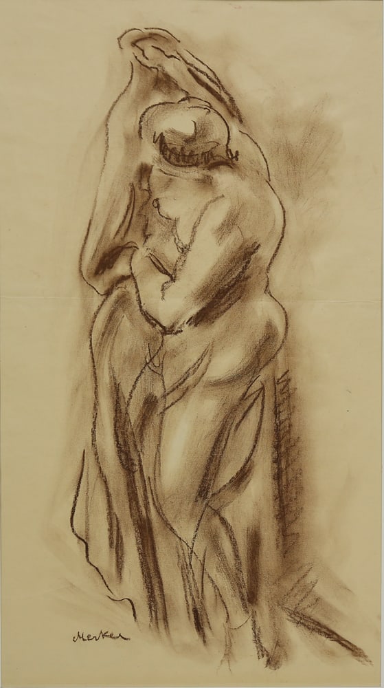Georg Merkel* (Lemberg 1881 - 1976 Vienna): Georg Merkel* (Lemberg 1881 - 1976 Vienna) Standing nude crayon/paper 56,3 x 41 cm signed Merkel SCHÄTZPREIS / ESTIMATE °€ 200 - 300 STARTPREIS / STARTING PRICE °&