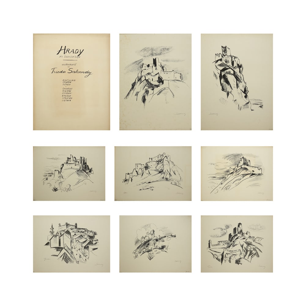 Frida Salvendy* (Vienna 1887 - 1968 Malvern): Frida Salvendy* (Vienna 1887 - 1968 Malvern)Bundle of 8 city views8 lithographs/paper 65,5 x 50,7 cmsigned Salvendyaccompaniment: cover sheetSCHÄTZPREIS / ESTIMATE