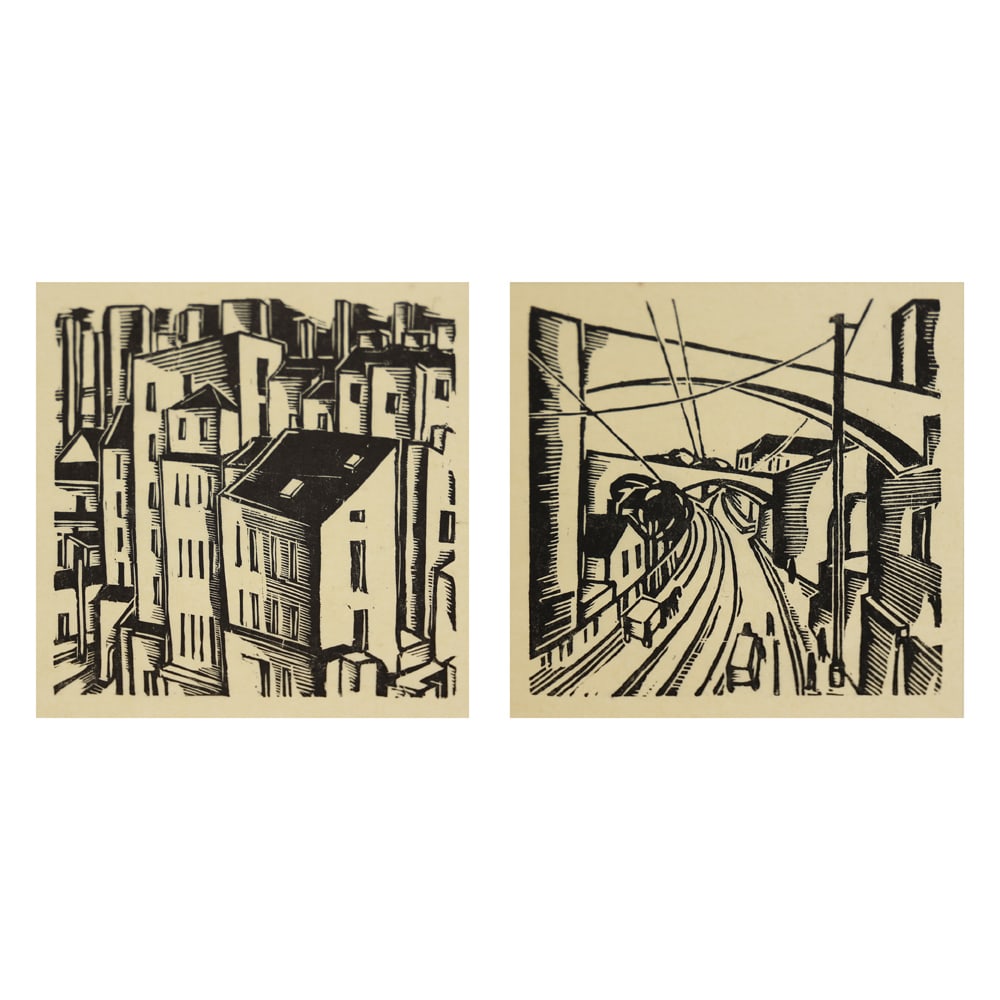 Georg Philipp Wörlen (Dillingen an der Donau 1886 - 1954 Passau): Georg Philipp Wörlen (Dillingen an der Donau 1886 - 1954 Passau)Bundle of 2 woodcutswoodcut/paper c. 19 x 18,5 cmall sheets numbered 1/13, stamp hand printSCHÄTZPREIS /