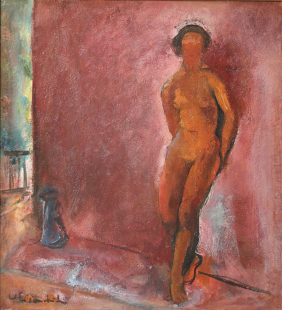 Willy Eisenschitz* (Vienna 1889 - 1974 Paris): Willy Eisenschitz* (Vienna 1889 - 1974 Paris) Standing nude oil/wood 60 x 54 cm signed W. Eisenschitz SCHÄTZPREIS / ESTIMATE € 8000 - 12000 STARTPREIS / STARTING P