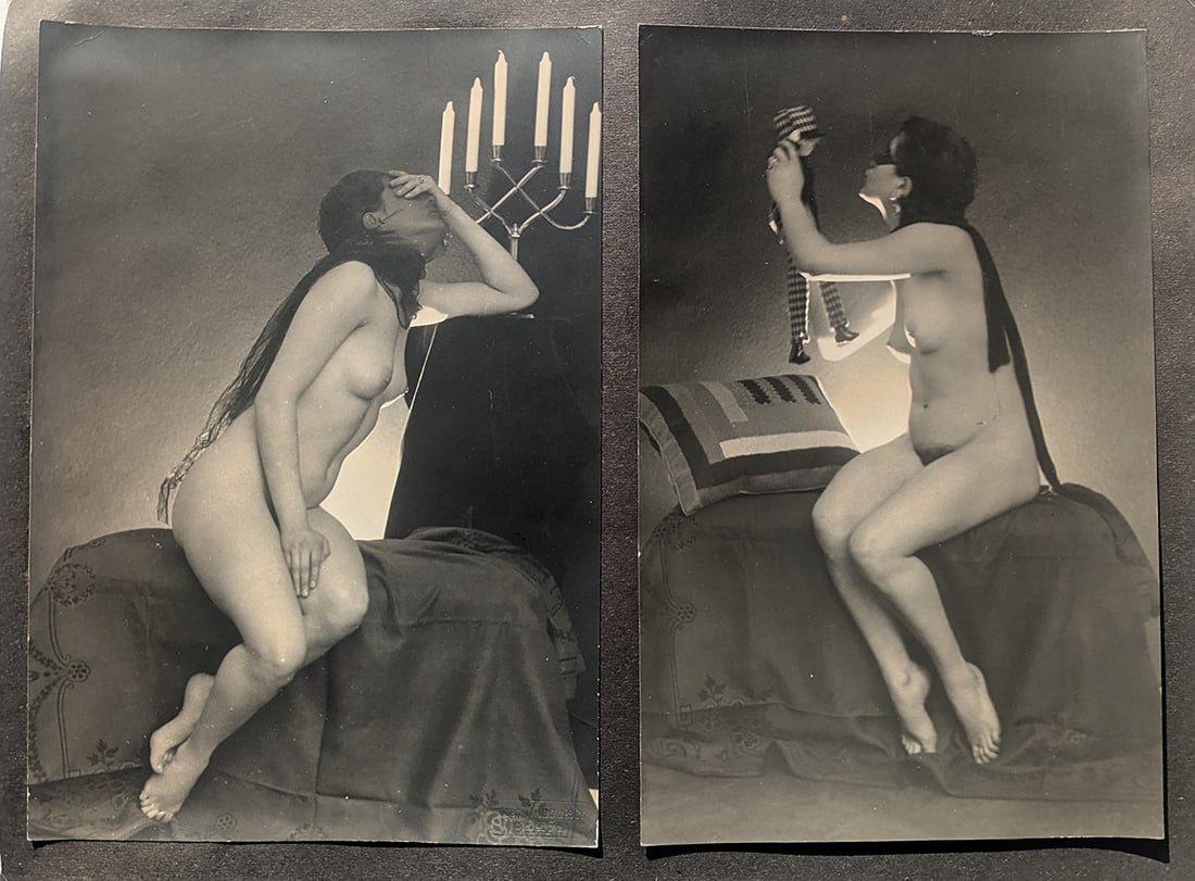 Eugen Wildgatsch* (Aussig 1888 - 1958 Linz): Eugen Wildgatsch* (Aussig 1888 - 1958 Linz) Bundle of 2 nudes, around 1930 gelatin silver print each ca 23x15cm one photo with blindstamp "Eugen Wildgatsch, B Leipa“ mounted on one cardboard