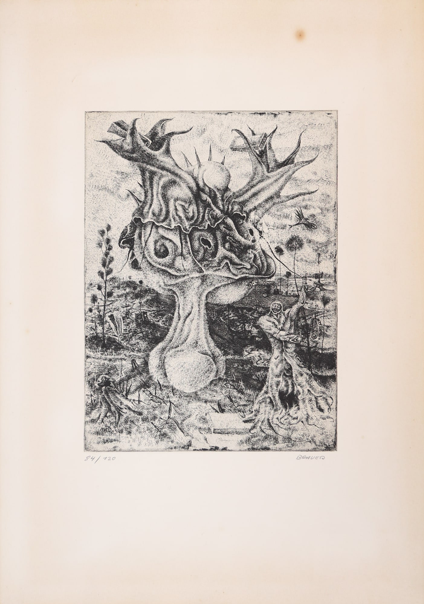Arik Brauer* (Vienna 1929 - 2011 Vienna): Arik Brauer* (Vienna 1929 - 2011 Vienna) Dowseres etching/paper 29,9 x 22,1 cm signed Brauer, numbered 84/100 verso label SCHÄTZPREIS / ESTIMATE °€ 100 - 200 STARTPREIS / STARTING