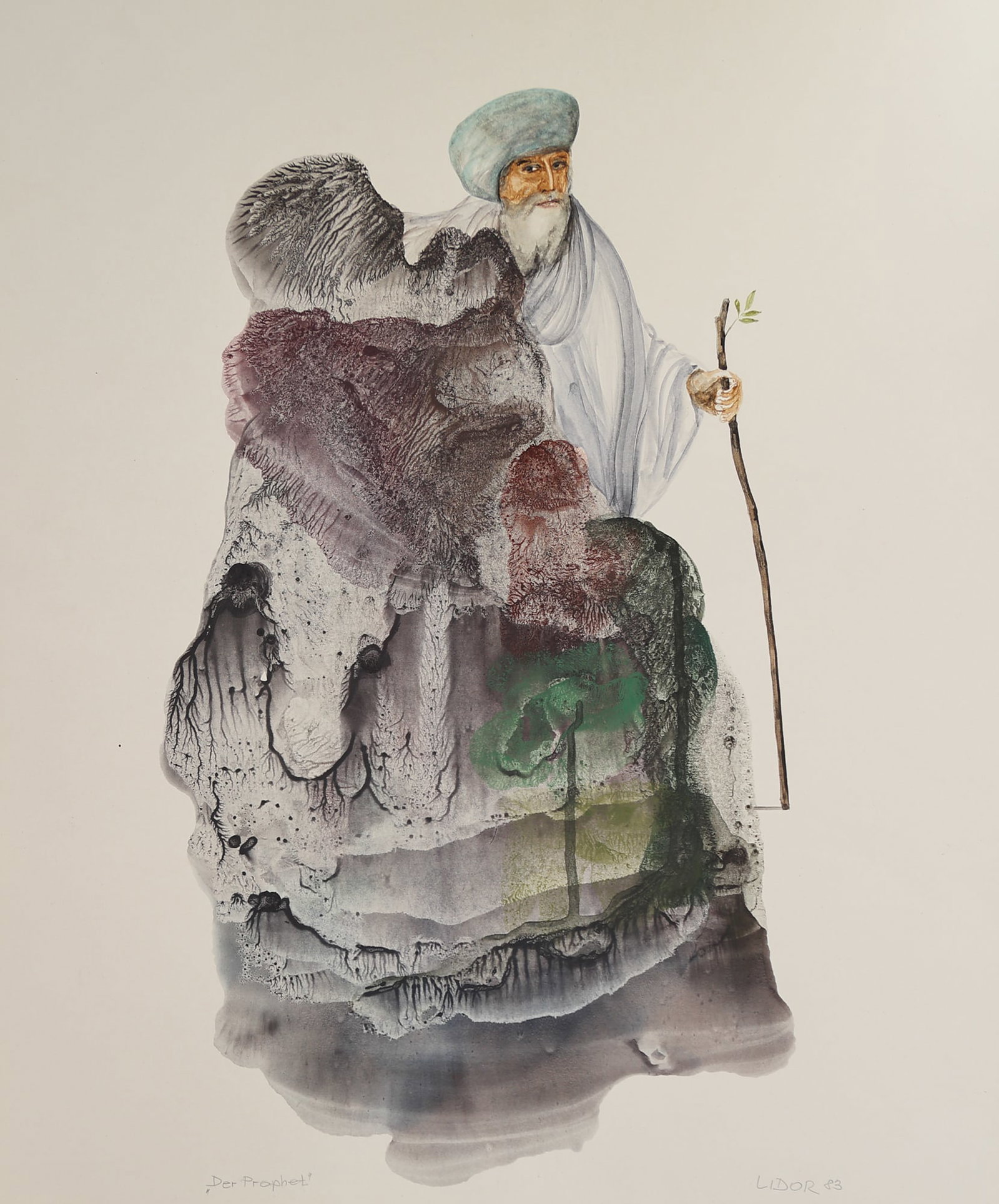Othmar Brodil* (Vienna 1934 - 1987 Vienna): Othmar Brodil* (Vienna 1934 - 1987 Vienna) The propeht, 1983 watercolor/paper 60 x 50 cm signed Lidor, dated 83 inscribed "Der Prophet" SCHÄTZPREIS / ESTIMATE 