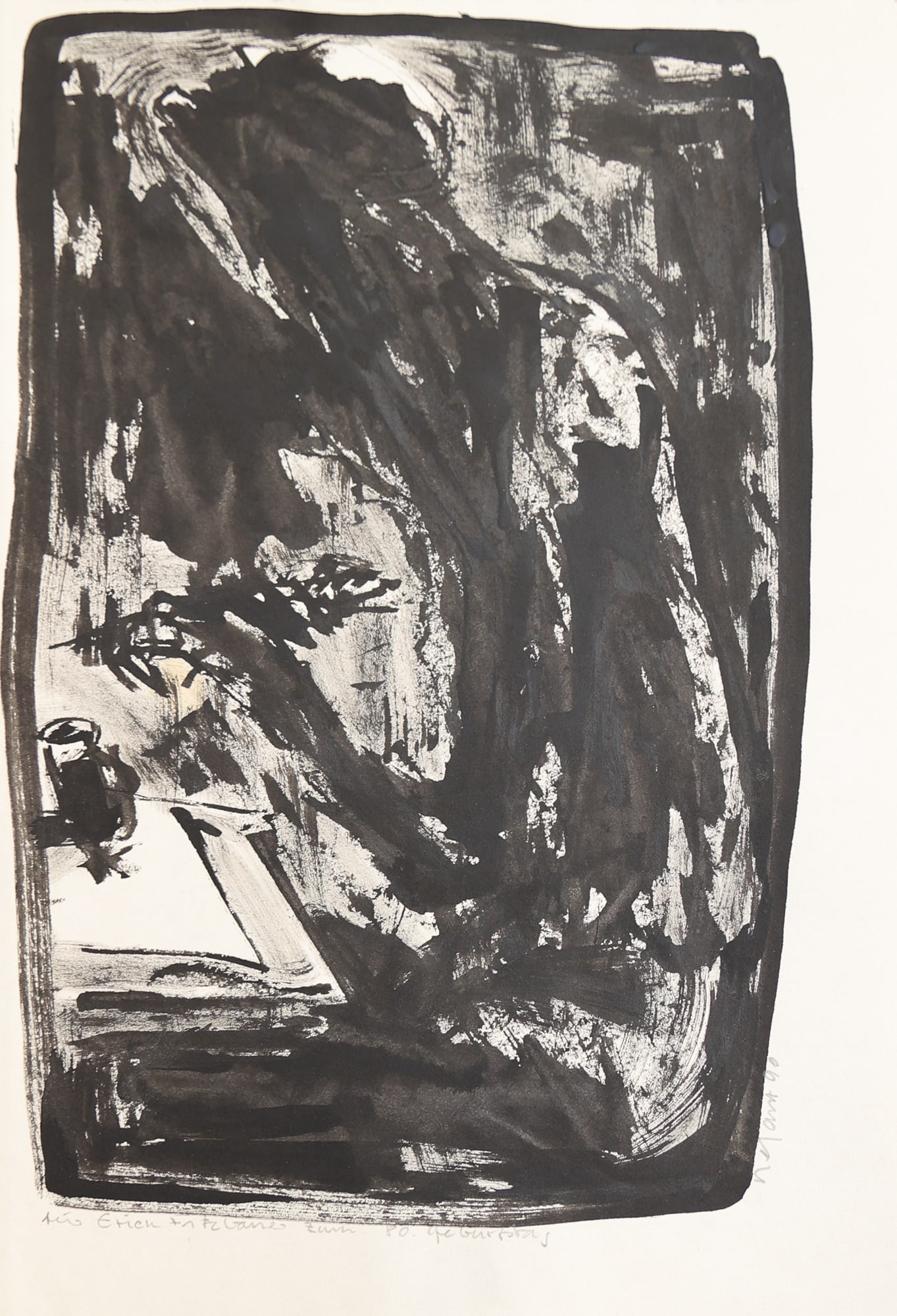 Wolfgang Defant* (born 1957 in Stockholm): Wolfgang Defant* (born 1957 in Stockholm) Writer, 1990 indian ink/paper 30,2 x 20,8 cm signed Defant, dated 90 inscribed Für Erich Fotzbauer zum 80. Geburtstag SCHÄTZPREIS / ESTIMATE