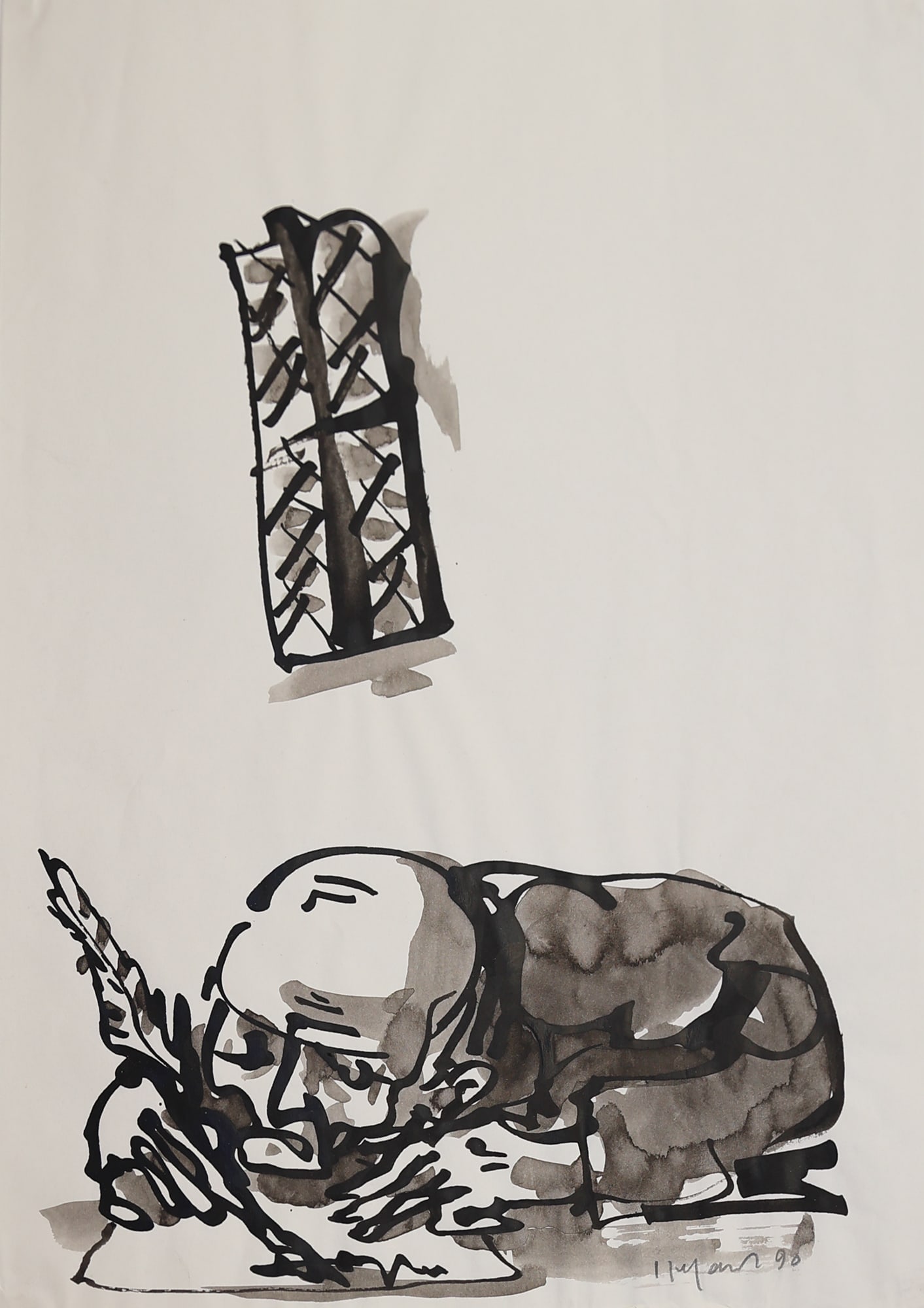 Wolfgang Defant* (born 1957 in Stockholm): Wolfgang Defant* (born 1957 in Stockholm) Writer, 1990 indian ink/paper 28,7 x 20,8 cm signed Defant, dated 90 SCHÄTZPREIS / ESTIMATE °€ 80 - 150 STARTPREIS / STARTING PRICE