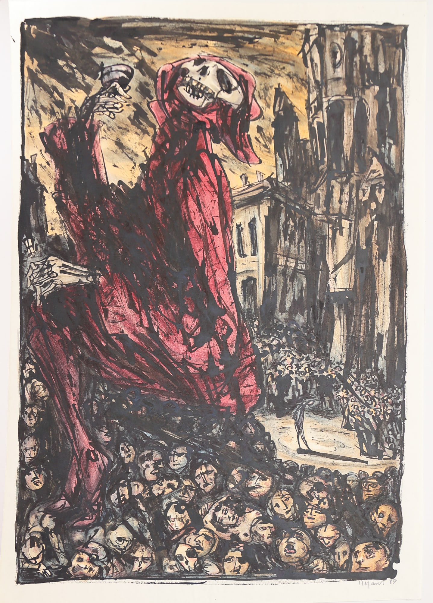 Wolfgang Defant* (born 1957 in Stockholm): Wolfgang Defant* (born 1957 in Stockholm) Triumph of death, 1989 watercolor and ink/paper 53 x 39,2 cm signed Defant, dated 89 SCHÄTZPREIS / ESTIMATE °€ 400