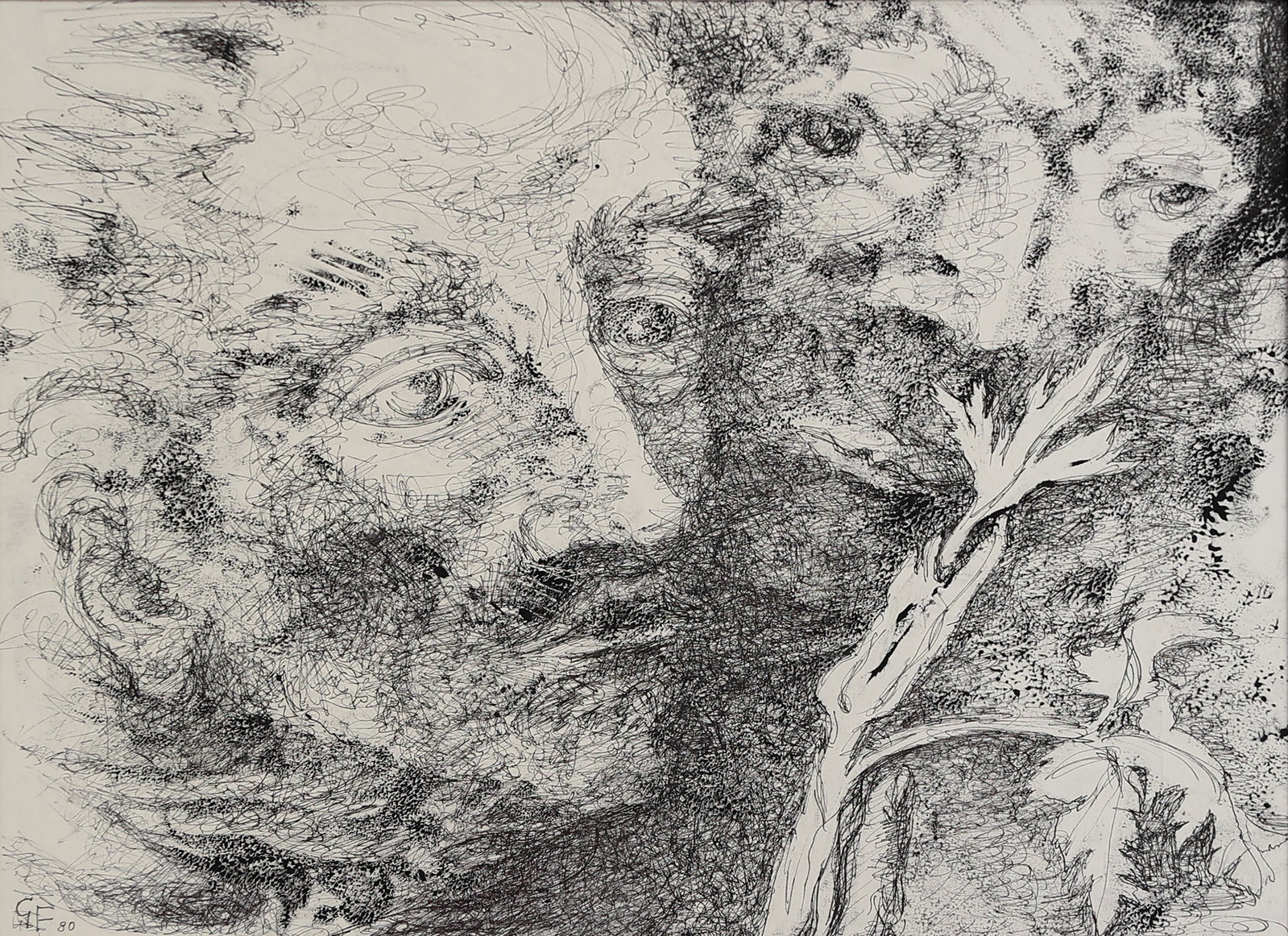 Margarete Johanna Feigl-Zellner* (Gmunden 1900 - 1994 unknown): Margarete Johanna Feigl-Zellner* (Gmunden 1900 - 1994 unknown) An everyday plant miracle, 1980 indian ink/paper 40,2 x 56 cm verso signed Grete Feigl-Zellner, dated 80 inscribed "Ein alltägliches