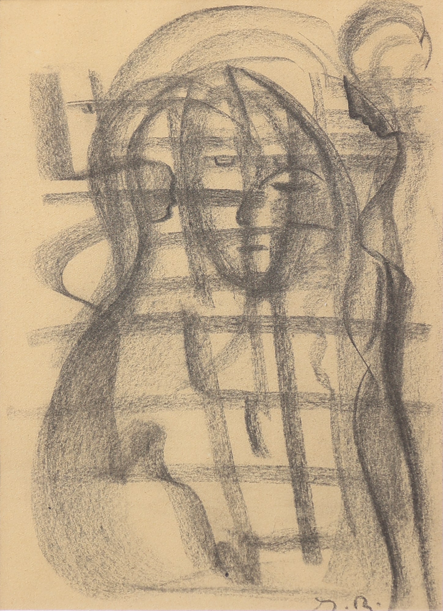 Hildegard Frascotti (Gil Bra)* (Vienna 1919 - 1990 Unknown): Hildegard Frascotti (Gil Bra)* (Vienna 1919 - 1990 Unknown) Abtstract figure charcoal/paper 33 x 23,5 cm monogrammed G.B. SCHÄTZPREIS / ESTIMATE € 150 - 250