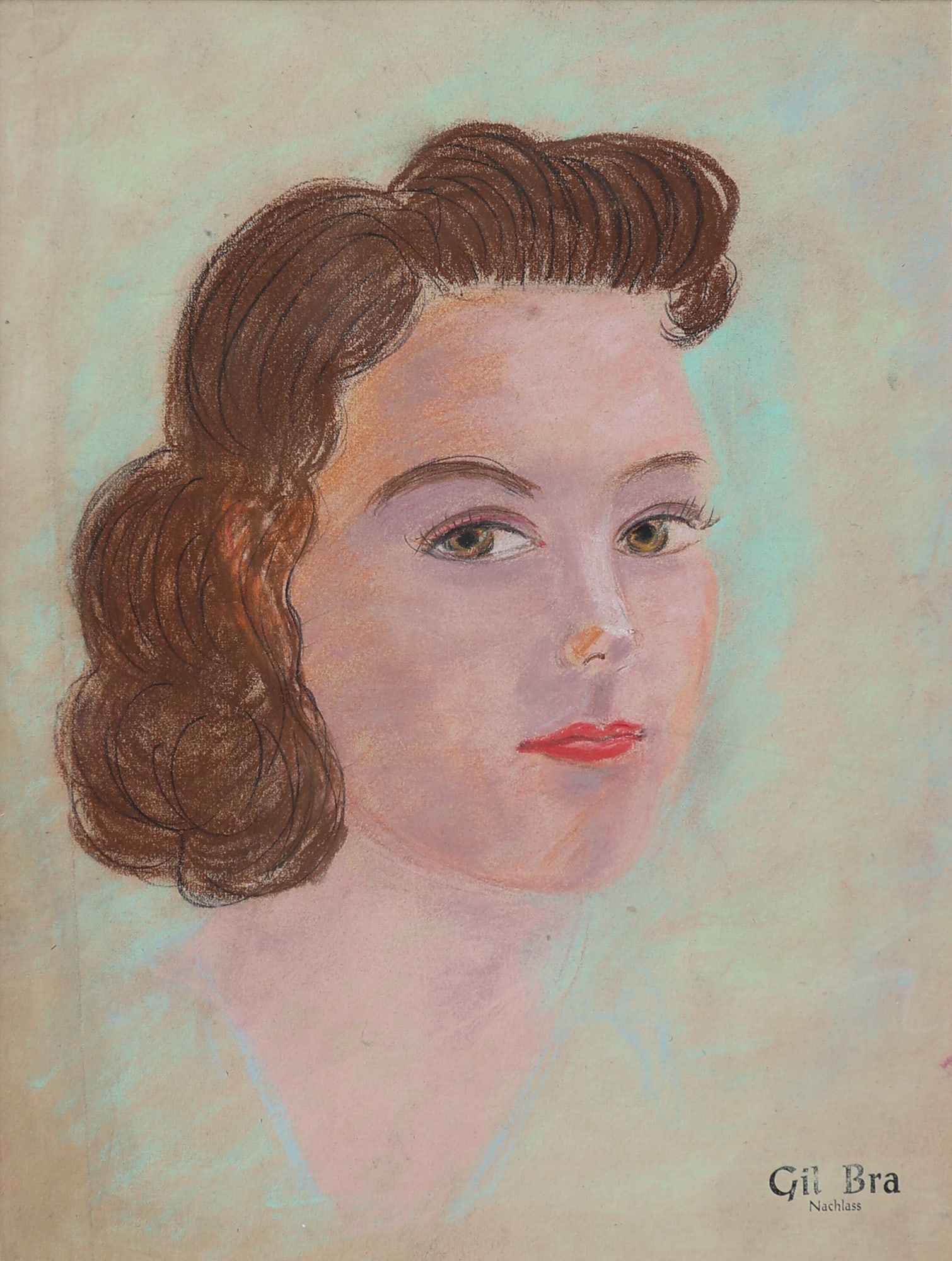 Hildegard Frascotti (Gil Bra)* (Vienna 1919 - 1990 Unknown): Hildegard Frascotti (Gil Bra)* (Vienna 1919 - 1990 Unknown) Portrait of a lady pastel/cardboard 34 x 26 cm estate stamp Gil Bra SCHÄTZPREIS / ESTIMATE € 100 - 20