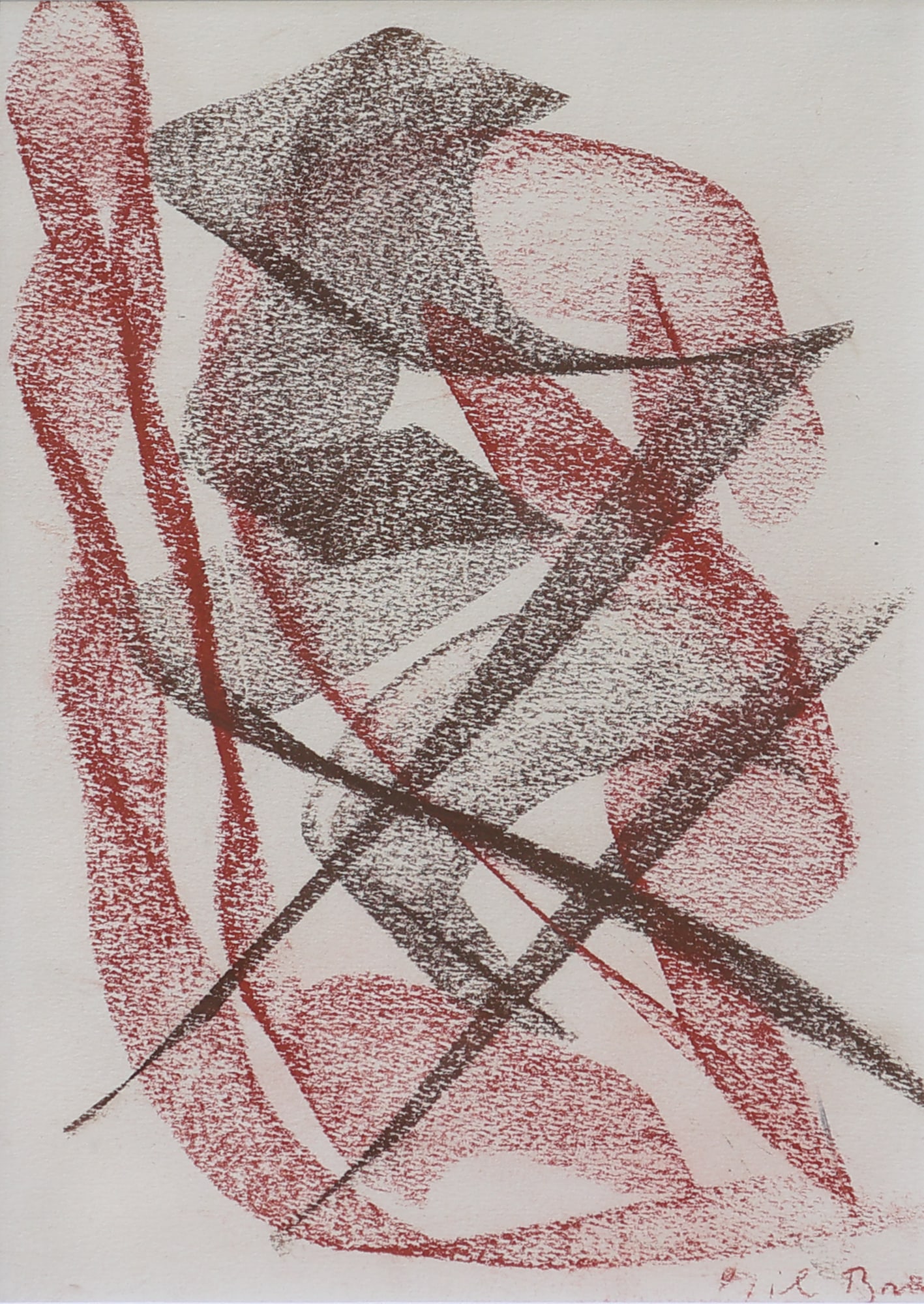 Hildegard Frascotti (Gil Bra)* (Vienna 1919 - 1990 Unknown): Hildegard Frascotti (Gil Bra)* (Vienna 1919 - 1990 Unknown) Composition crayon/paper 28 x 20 cm signed Gil Bra SCHÄTZPREIS / ESTIMATE € 400 - 600 STARTPREIS