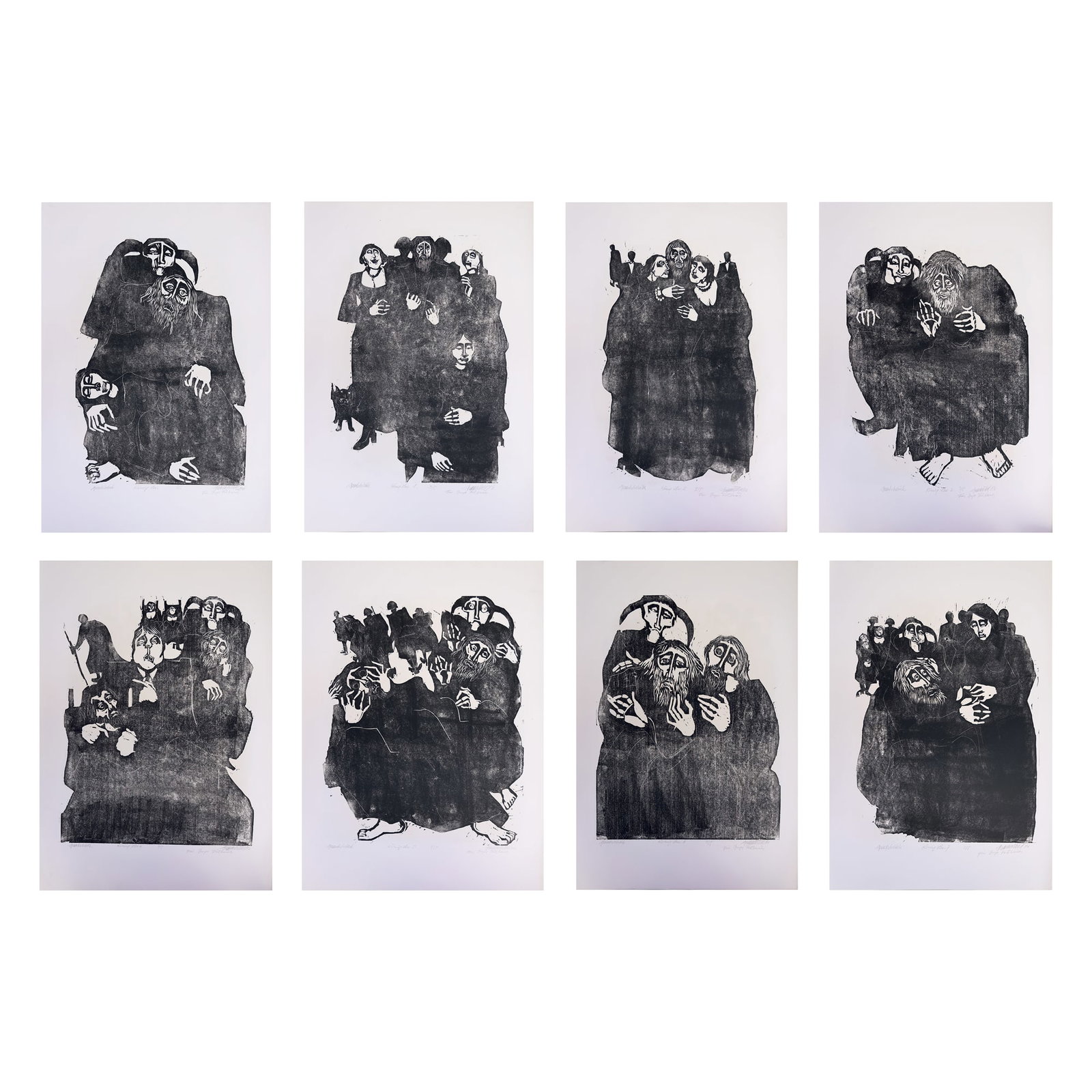 Robert Hammerstiel* (Werschetz 1933 - 2020 Neunkirchen): Robert Hammerstiel* (Werschetz 1933 - 2020 Neunkirchen) Portfolio King Lear, 1986 bundle of 8 woodcut/paper 100 x 70 cm signed Hammerstiel, dated 86 inscribed Handdruck, König Lear, Für Inge
