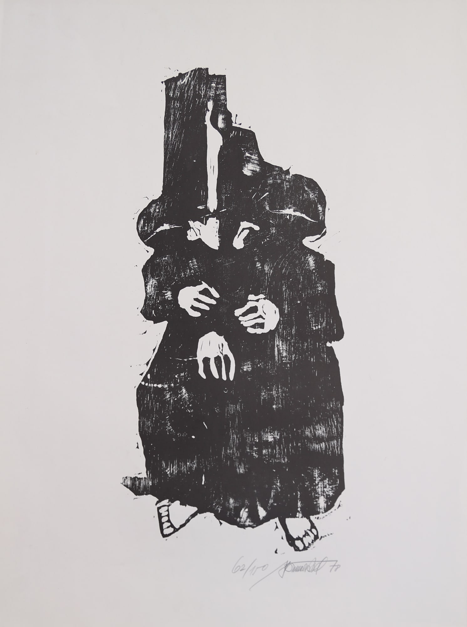 Robert Hammerstiel* (Werschetz 1933 - 2020 Neunkirchen): Robert Hammerstiel* (Werschetz 1933 - 2020 Neunkirchen) Group of people, 1978 woodcut/paper 65 x 50 cm signed Hammerstiel, dated 78 numbered 62/150 SCHÄTZPREIS / E