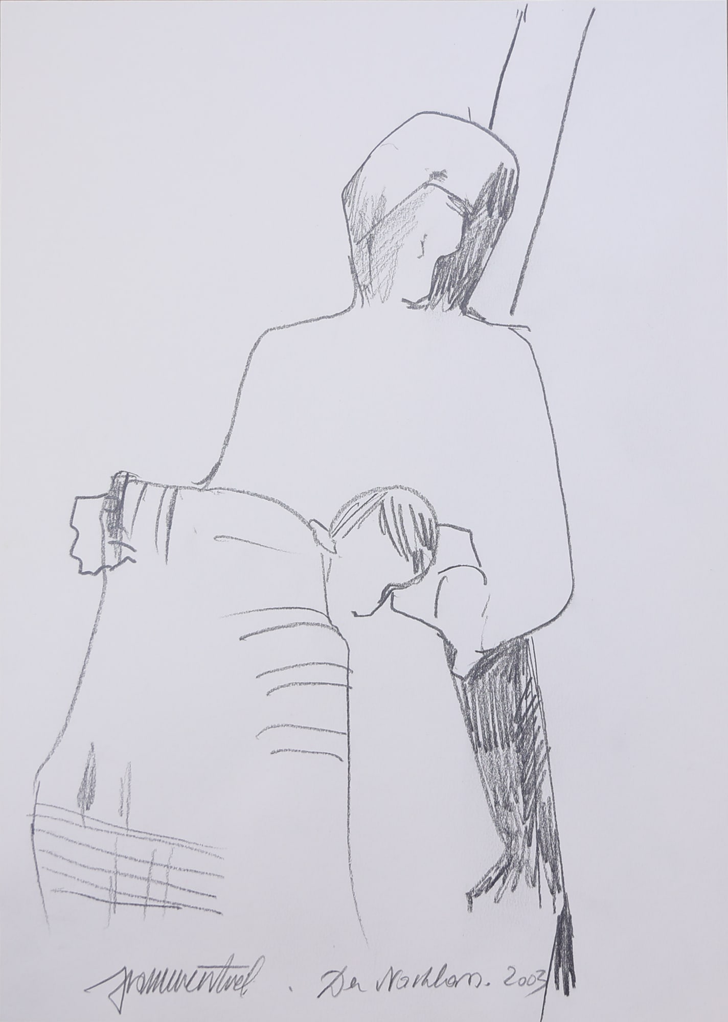 Robert Hammerstiel* (Werschetz 1933 - 2020 Neunkirchen): Robert Hammerstiel* (Werschetz 1933 - 2020 Neunkirchen) The sitting figure, 2003 pencil/paper 40 x 29,5 cm signed Hammerstiel, dated 2003 inscribed Der Nachlass SCH