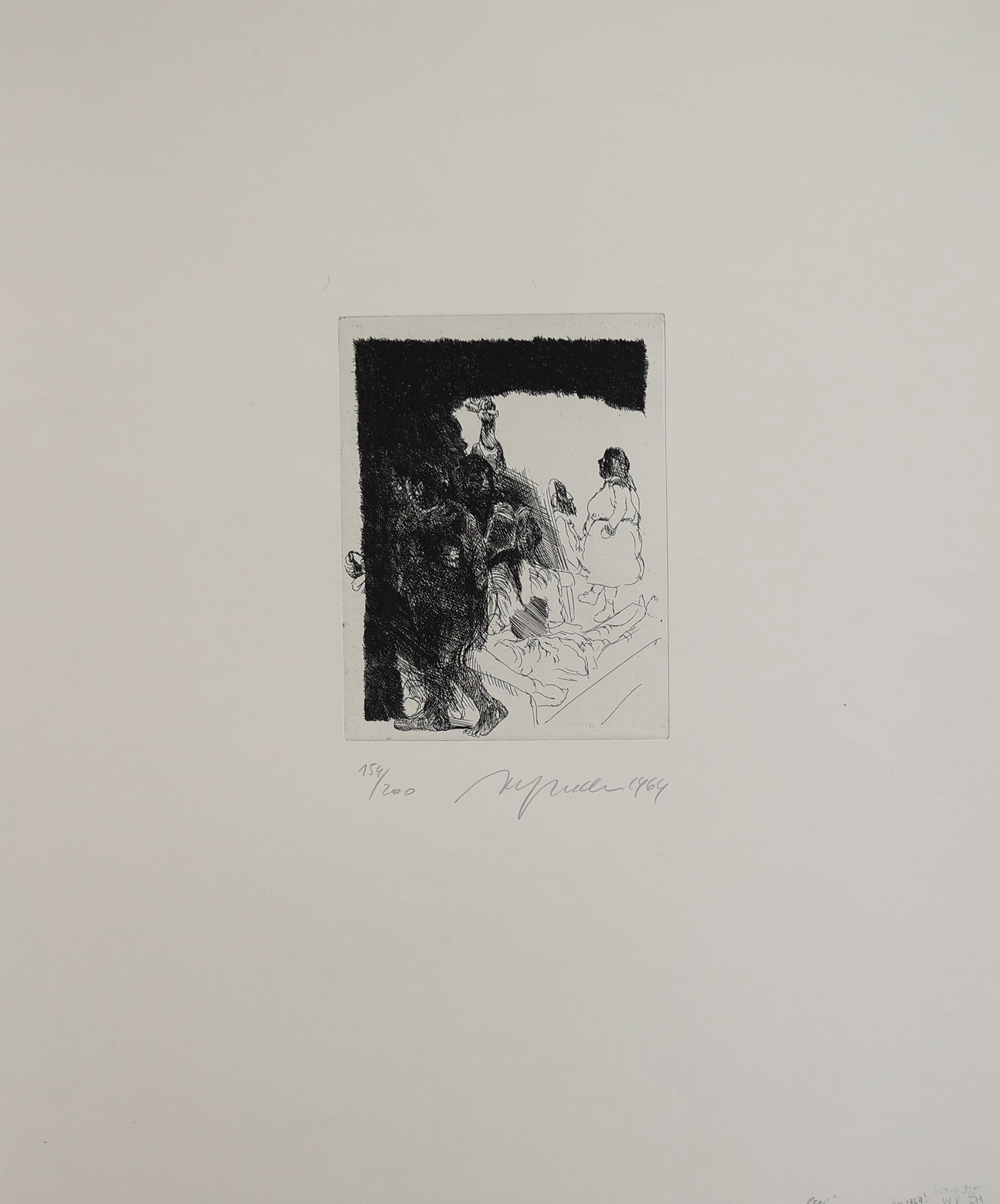 Alfred Hrdlicka* (Vienna 1928 - 2009 Vienna): Alfred Hrdlicka* (Vienna 1928 - 2009 Vienna) Pepi, 1964 etching/paper 22,5 x 15,8 cm signed Hrdlicka, dated 1964 numbered 154/200 listes in catalgue raisonné Alfred Hrdlicka, 1989, nr. 271