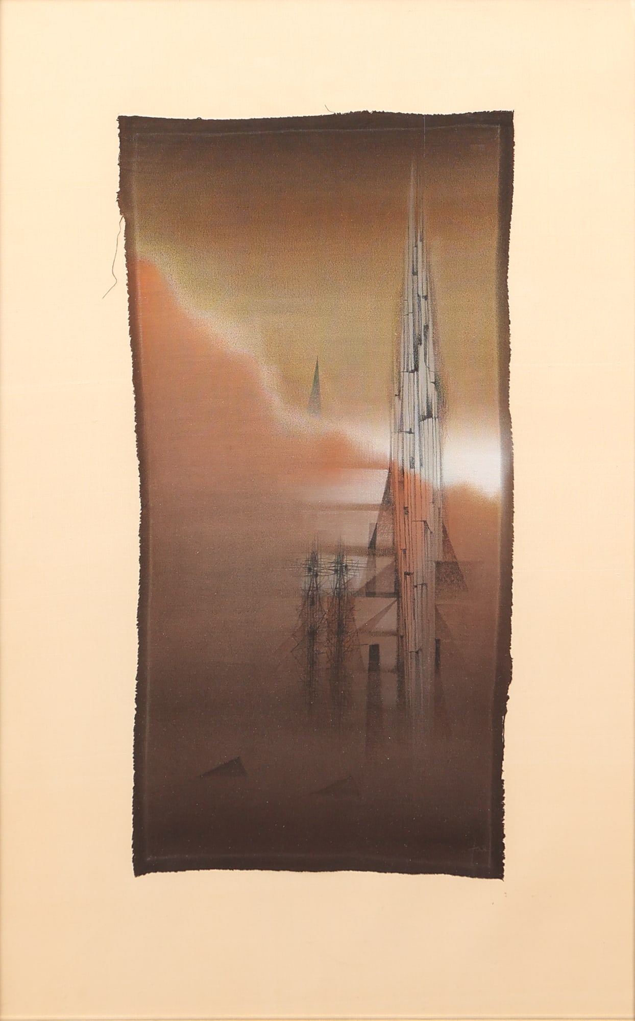 Hans Jaenisch* (Eilenstedt 1907 - 1989 Nebel): Hans Jaenisch* (Eilenstedt 1907 - 1989 Nebel) Cathedral watercolor/fabric 47 x 24,5 cm signed Jae SCHÄTZPREIS / ESTIMATE € 400 - 800 STARTPREIS / STARTING PR