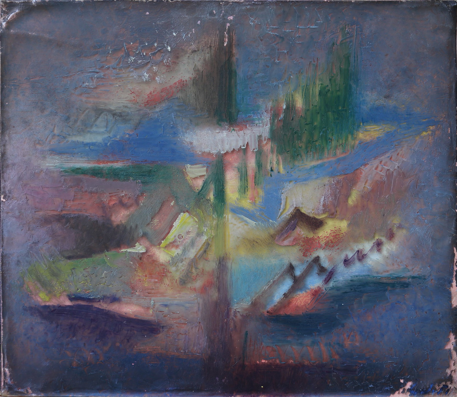 Georg Jung* (Salzburg 1899 - 1957 Vienna): Georg Jung* (Salzburg 1899 - 1957 Vienna) Color dramaturgy oil/foil 33 x 38 cm SCHÄTZPREIS / ESTIMATE € 1000 - 2000 STARTPREIS / STARTING PRICE € 1000
