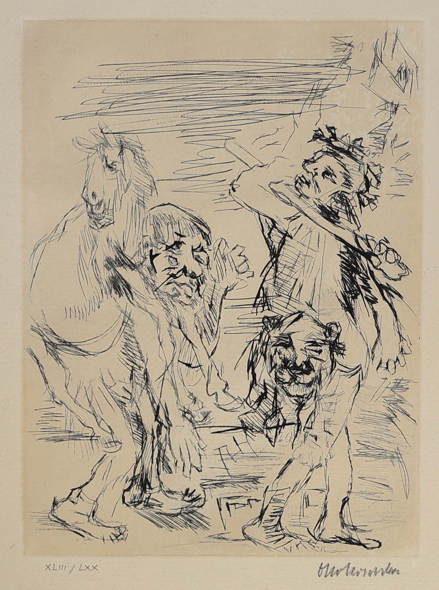 Oskar Kokoschka* (Pöchlarn 1886 - 1980 Montreux): Oskar Kokoschka* (Pöchlarn 1886 - 1980 Montreux) Frogs etching/paper 26,2 x 20 cm signed O Kokoschka, numbered XLIII/LXX SCHÄTZPREIS / ESTIMATE °€ 150