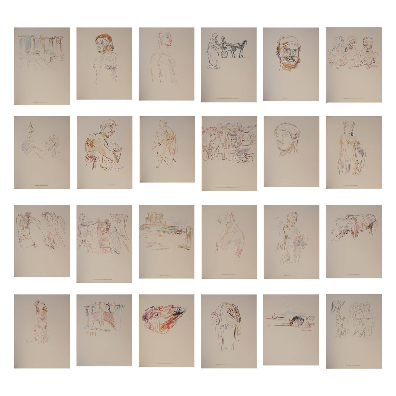 Oskar Kokoschka* (Pöchlarn 1886 - 1980 Montreux): Oskar Kokoschka* (Pöchlarn 1886 - 1980 Montreux) Greek Sketchbook, 1970 Portfolio of 24 lithographs the size of the originals lithograph/paper 47 x 36,7 cm this copy is numbered 270