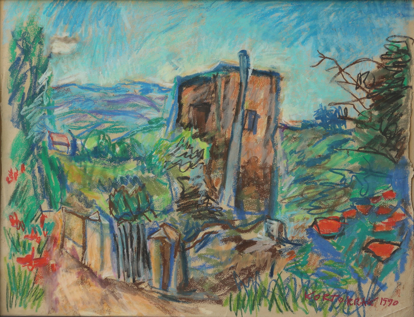 Rudolf Kortokraks* (Ludwigshafen am Rhein 1928 - 2014 Hallein): Rudolf Kortokraks* (Ludwigshafen am Rhein 1928 - 2014 Hallein) High summer, 1990 chalk/paper 52 x 67 cm signed Kortokraks, dated 1990 SCHÄTZPREIS / ESTIMATE €
