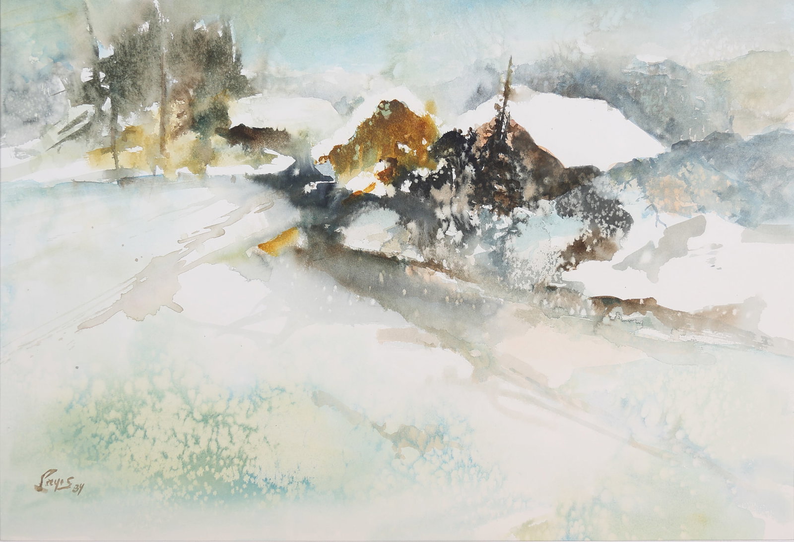 Sieglinde Layr* (born 1950 in St. Pölten): Sieglinde Layr* (born 1950 in St. Pölten) Mountain hut, 1984 watercolor/paper 38 x 55,7 cm signed Layr S, dated 84 SCHÄTZPREIS / ESTIMATE °€ 100 - 200<