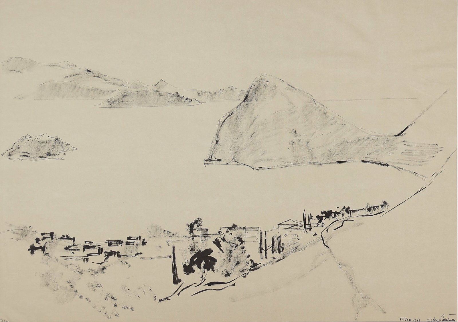 Oskar Matulla* (Vienna 1900 - 1982 Vienna): Oskar Matulla* (Vienna 1900 - 1982 Vienna) Tolón, 1962 indian ink/paper 42,2 x 60,3 cm signed Oskar Matulla, dated 1962 inscribed Tolon SCHÄTZPREIS / ESTIMATE