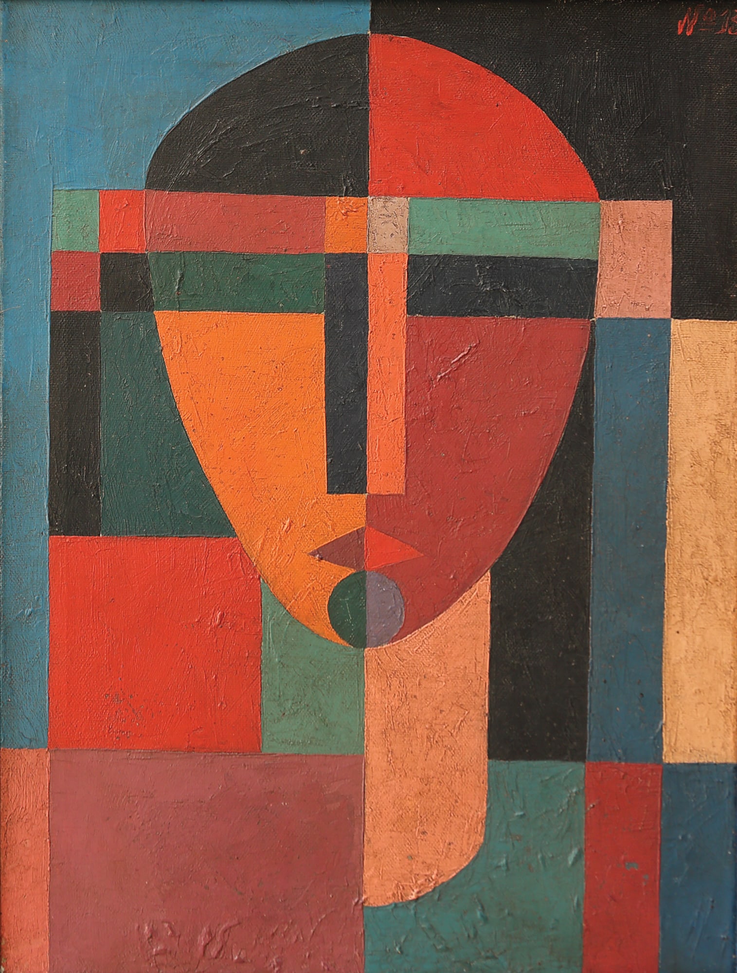Monogrammist (Biographical data unknown): Monogrammist (Biographical data unknown) Cubist portrait oil/canvas 60 x 46 cm SCHÄTZPREIS / ESTIMATE € 800 - 1600 STARTPREIS / STARTING PRICE € 800 </