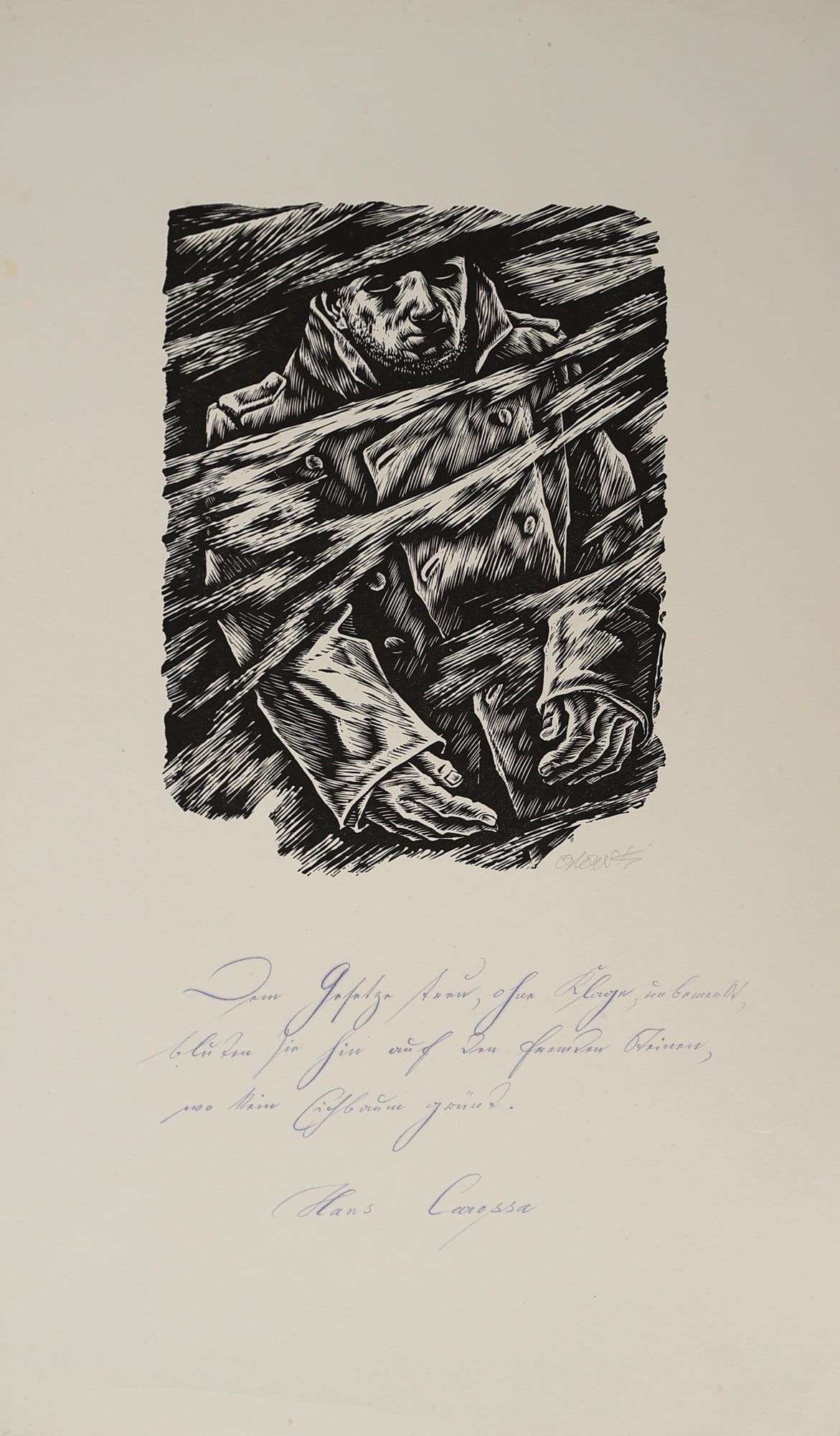 Hans Orlowski* (Insterburg 1894 - 1967 Berlin): Hans Orlowski* (Insterburg 1894 - 1967 Berlin) Investigator woodcut/paper 21,5 x 16 cm signed Orlowksi, accompanied by a poem SCHÄTZPREIS / ESTIMATE °€ 100 - 200 STARTPREIS / STARTING