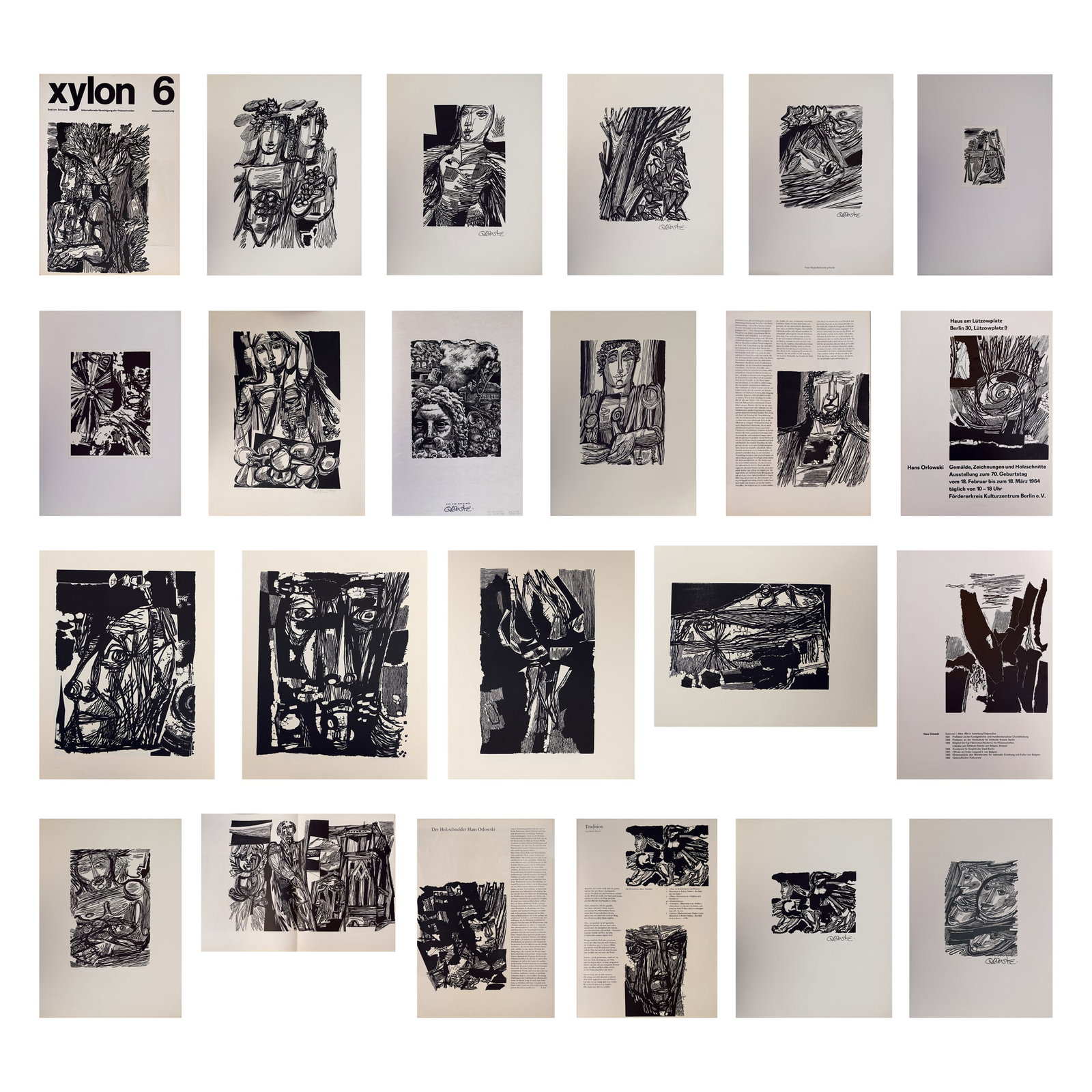 Hans Orlowski* (Insterburg 1894 - 1967 Berlin): Hans Orlowski* (Insterburg 1894 - 1967 Berlin) Bundle of 25 woodcuts from different publications and exhibitions woodcut/paper from 15 x 11 cm till 39 x 26 cm partially signed, dated and numbered