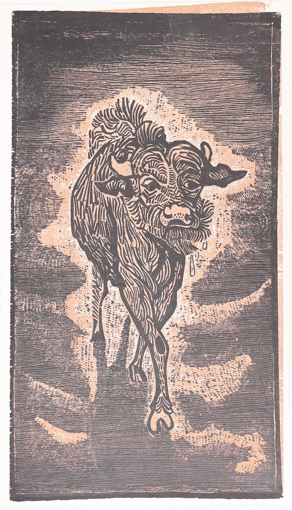 Otto Pankok* (Mülheim an der Ruhr 1893 - 1966 Wesel): Otto Pankok* (Mülheim an der Ruhr 1893 - 1966 Wesel) Cow woodcut/paper 72 x 42,5 cm inscribed Nachlass Otto Pankok SCHÄTZPREIS / ESTIMATE °€ 150 - 300<