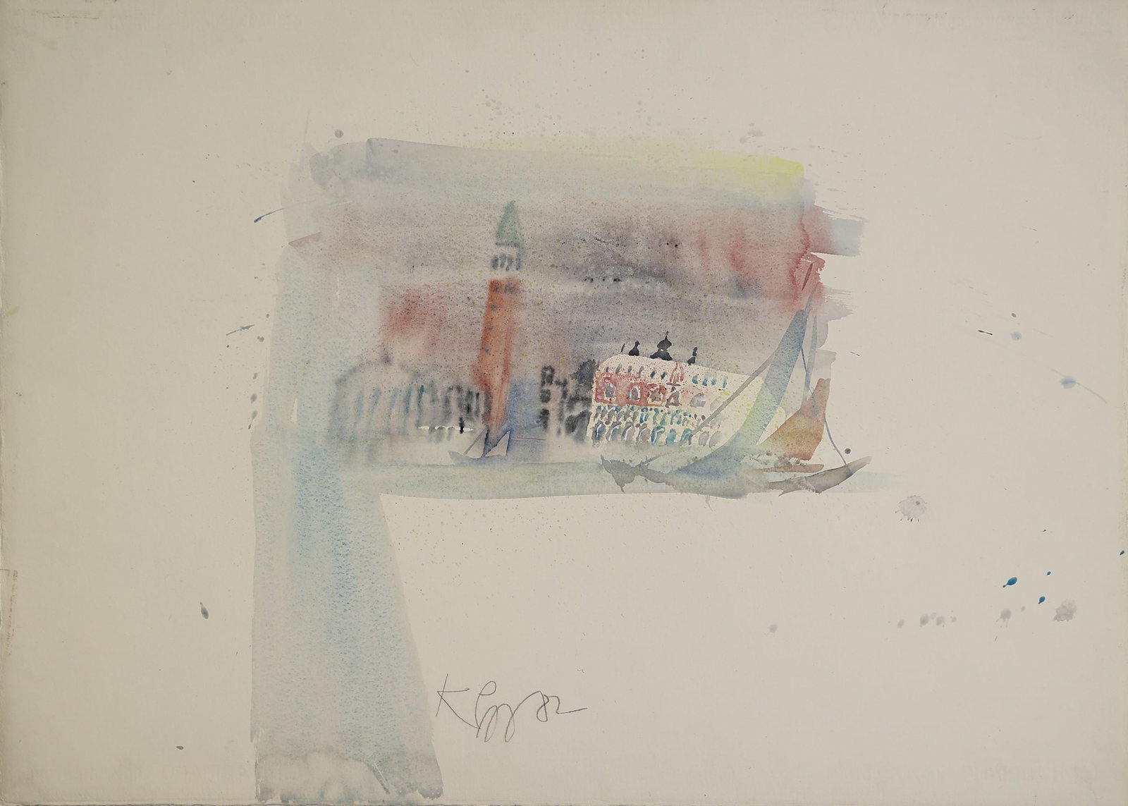 Kurt Panzenberger* (born 1942 in Vienna): Kurt Panzenberger* (born 1942 in Vienna) Venice, 1982 watercolor/paper 56 x 77,5 cm sigend K Panzenberger, dated 82 SCHÄTZPREIS / ESTIMATE °€ 200 - 400