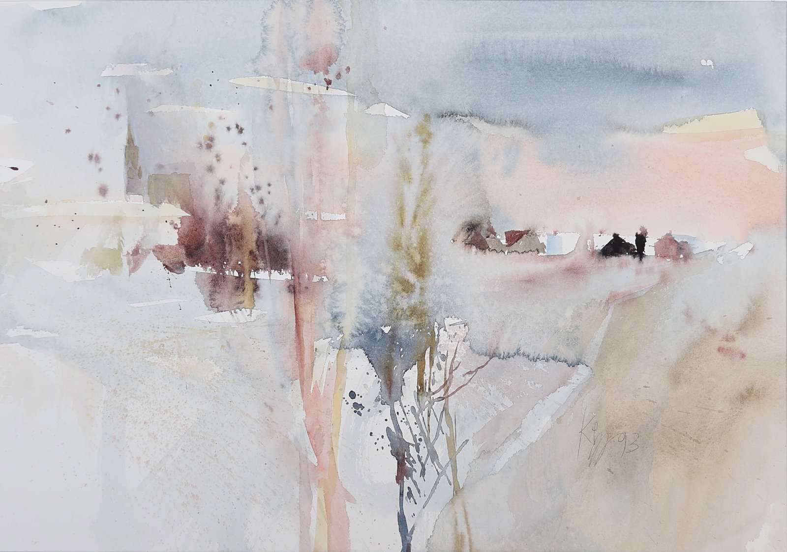 Kurt Panzenberger* (born 1942 in Vienna): Kurt Panzenberger* (born 1942 in Vienna) Landscape, 1993 watercolor/paper 38,5 x 56 cm signed K Panzenberger, dated 93 SCHÄTZPREIS / ESTIMATE °€ 100 - 200</