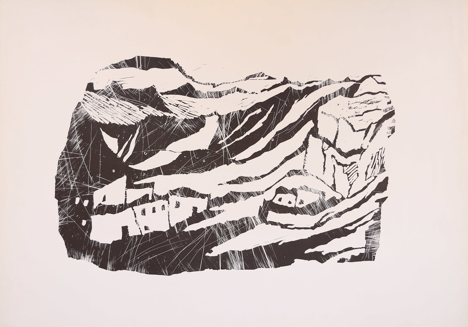 Rosa Pohnert-Resch* (Bregenz 1886 - 1978 Vienna): Rosa Pohnert-Resch* (Bregenz 1886 - 1978 Vienna) Glacier snout linocut/paper 49,3 x 69,7 cm verso another print SCHÄTZPREIS / ESTIMATE °€ 80 - 150 STARTPREIS / STARTING PRICE