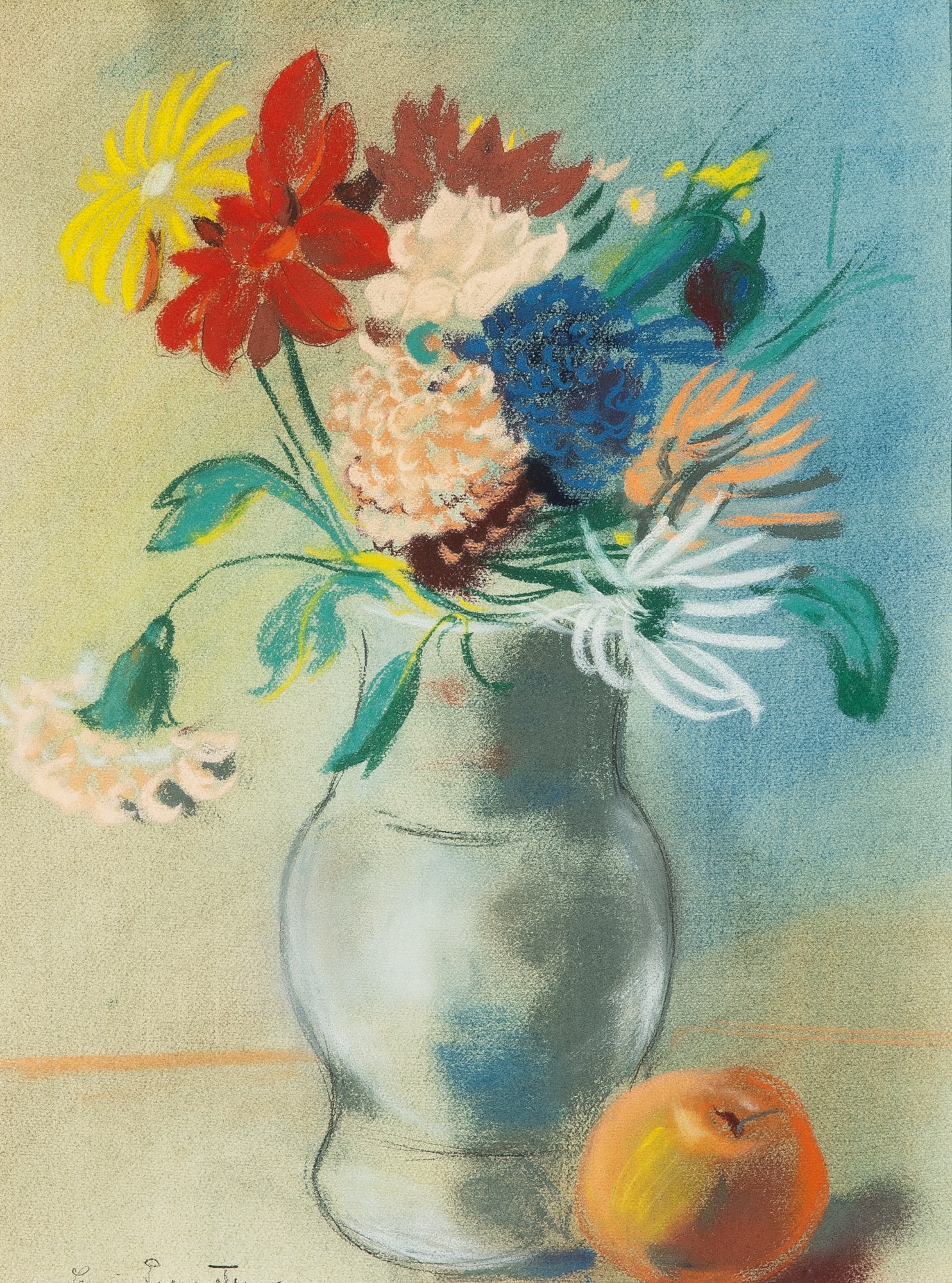 Lois Pregartbauer* (Misselsdorf 1899 - 1971 Vienna): Lois Pregartbauer* (Misselsdorf 1899 - 1971 Vienna) Bouquet of flowers pastel/paper 47,5 x 35,5 cm SCHÄTZPREIS / ESTIMATE °€ 300 - 500 STARTPREIS / STARTING