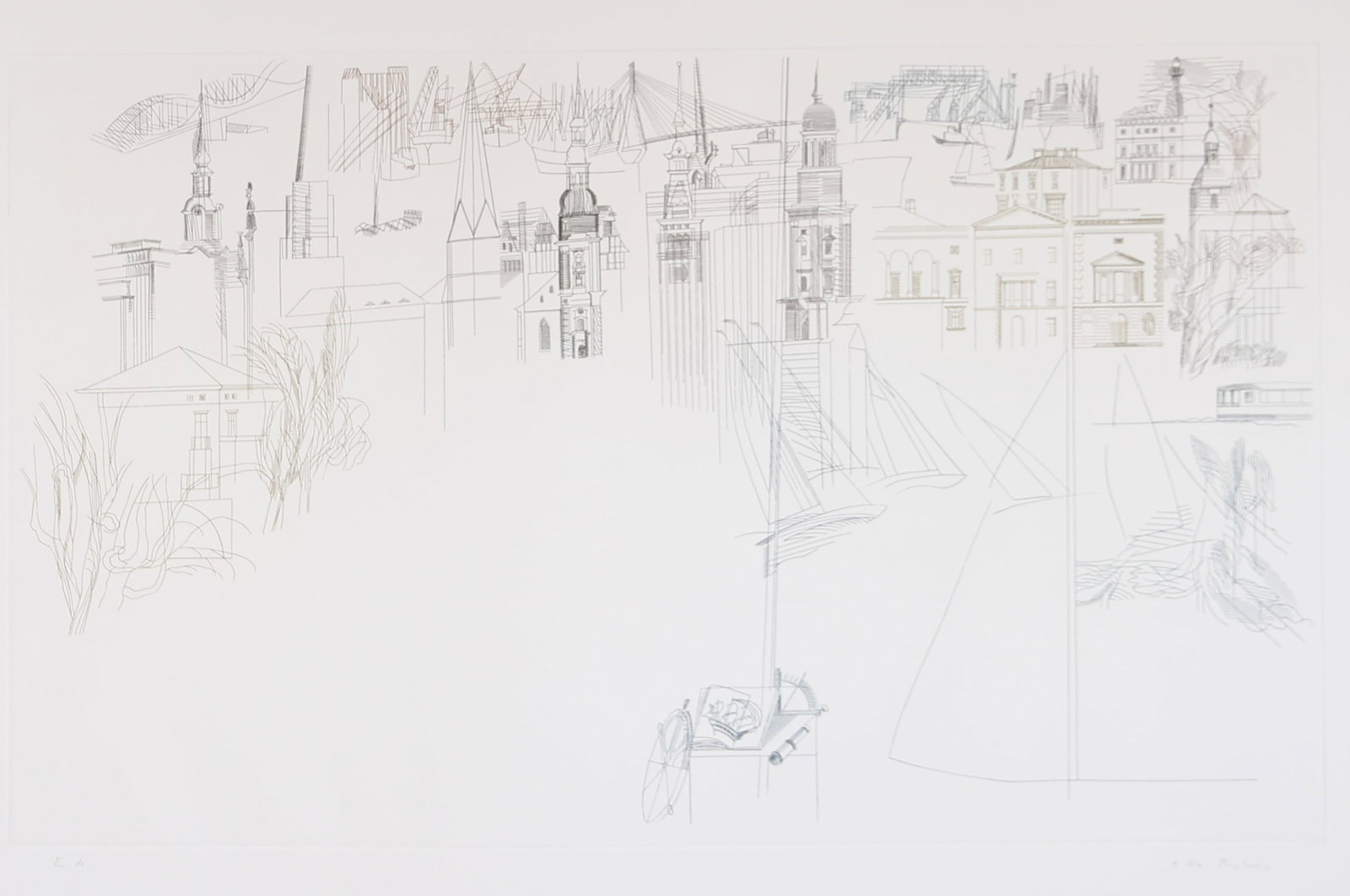 Otto Rohse* (Intersburg 1925 - 2016 Hamburg): Otto Rohse* (Intersburg 1925 - 2016 Hamburg) Hamburg etching/paper 34,3 x 54,2 cm signed Otto Rohse verso inscribed and numbered Hamburg 2/85 SCHÄTZPREIS / ESTIMATE °€ 60 - 100