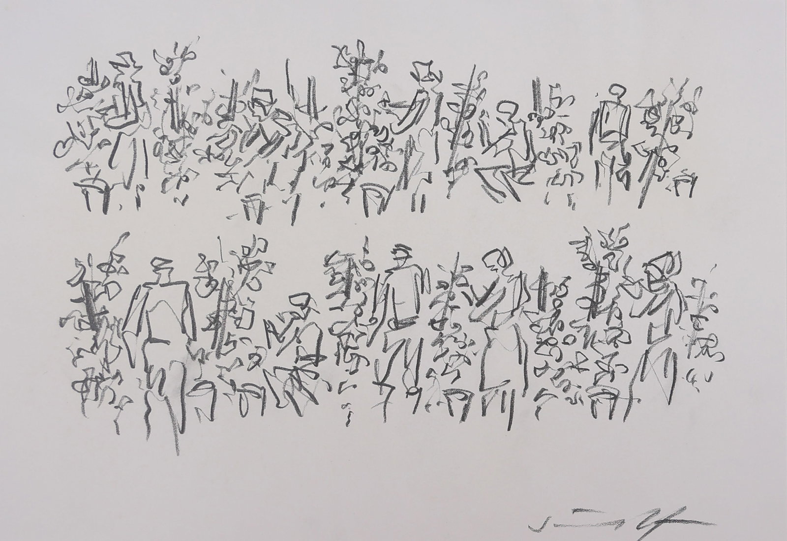 Eduard Sauerzopf* (Stegersbach 1930 - 2011 Jenersdorf): Eduard Sauerzopf* (Stegersbach 1930 - 2011 Jenersdorf) Study of figures I pencil/paper 36 x 48,5 cm signed Sauerzopf SCHÄTZPREIS / ESTIMATE °€ 60 - 100 STARTPREIS / STARTING PRICE