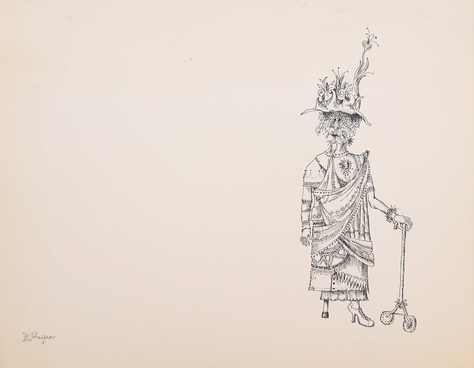Walter Schmögner* (born 1943 in Vienna): Walter Schmögner* (born 1943 in Vienna) Three legged indian ink/paper 24 x 30,6 cm signed W. Schmögner SCHÄTZPREIS / ESTIMATE °€ 100 - 200 STA