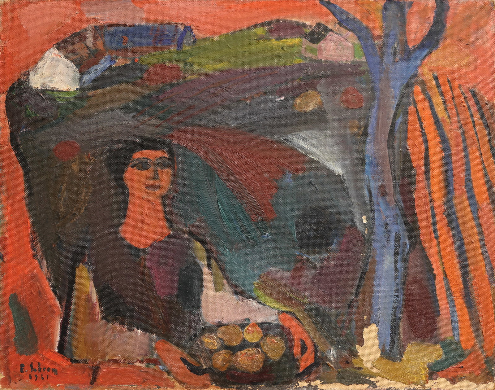 Ernst Schrom* (Vienna 1902 - 1969 Vienna): Ernst Schrom* (Vienna 1902 - 1969 Vienna) Potato acre, 1961 oil/board 55 x 70 cm signed E. Schrom, dated 1961 verso inscribed Ernst Schrom, Wien: Kartoffelacker SCH