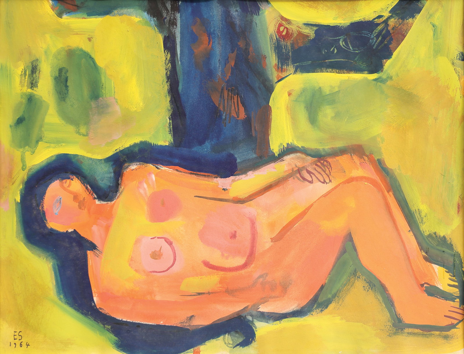 Ernst Schrom* (Vienna 1902 - 1969 Vienna): Ernst Schrom* (Vienna 1902 - 1969 Vienna) Nude, 1964 gouache/paper 37,5 x 29 cm dated 1964, monogrammed ES SCHÄTZPREIS / ESTIMATE € 300 - 400 STARTPREIS / ST