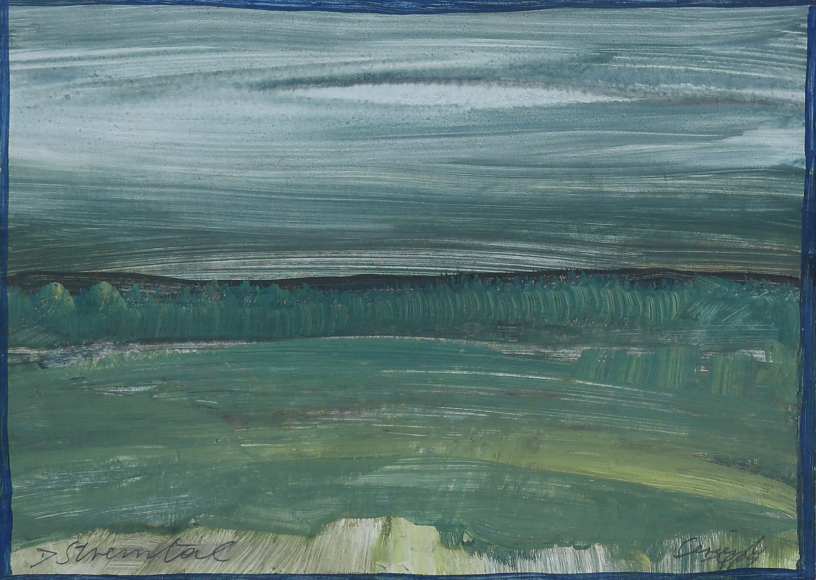 Hermann Serient* (born 1935 in Melk): Hermann Serient* (born 1935 in Melk) Strem valley, 1999 egg tempera/paper 22 x 31 cm signed Serient, dated 1999 verso inscribed Serient Eitempera 1999 22 x 31 cm Rahmen (grün grau) <