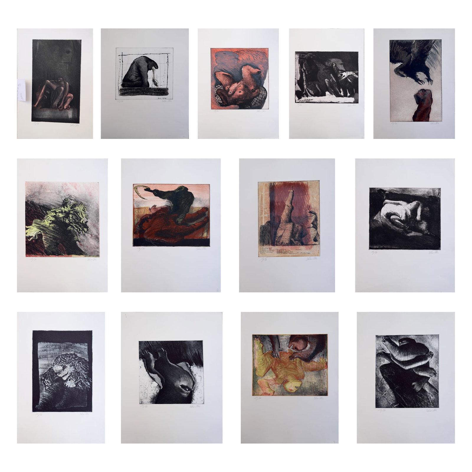Ernst Skri?ka* (Vienna 1946 - 2020 Vienna): Ernst Skri?ka* (Vienna 1946 - 2020 Vienna) Bundle of 13 etchings on mythical themes etching/paper 53 x 39 cm signed Skricka, numbered 16/80 SCHÄTZPREIS / ESTIMATE 