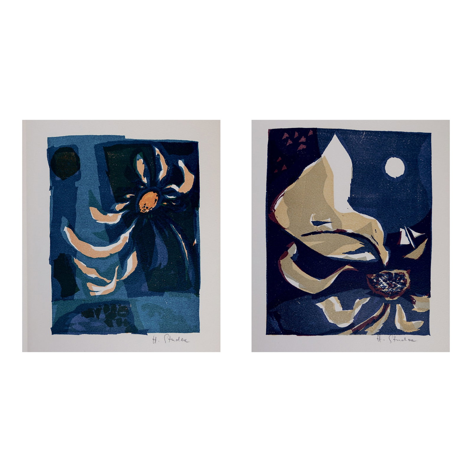 Hanns Studer* (Basel 1920 - 2018 Putbus): Hanns Studer* (Basel 1920 - 2018 Putbus) Bundle of 2 woodcuts 1| Uncertainty woodcut/paper 19 x 15,5 cm signed H. Studer, accompanied by a poem 2| Figures of words woodcut/paper 19 x 16 cm signed H.
